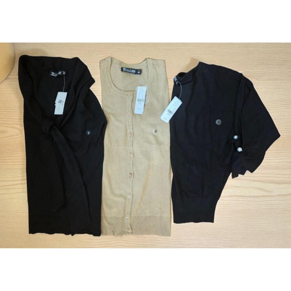 7th‎ Avenue Design Studio Tops NY&CO Womens Size S Lot of 3 Tan Black x2 NWT